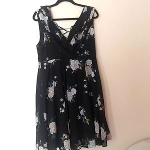 Torrid Black Floral Chiffon Dress